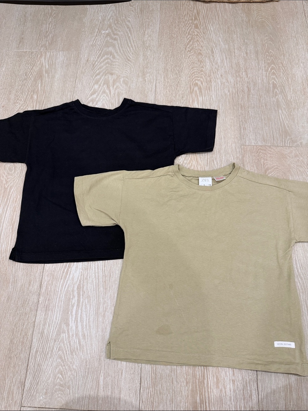 Zara Kids Black & Nude Green Short Sleeve Tees bundle
